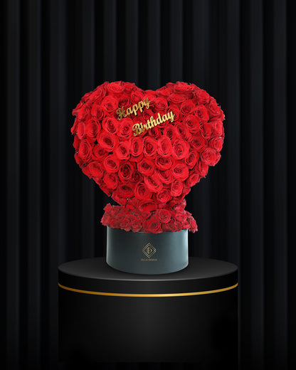 Heart-Shaped Red Roses Hatbox