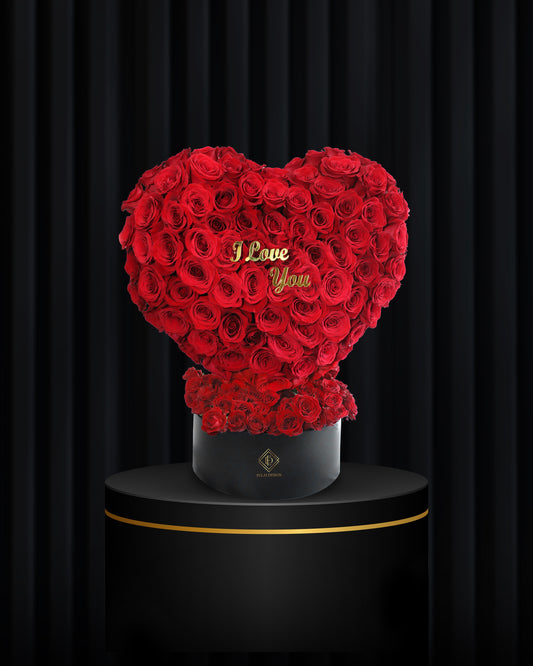 Romantic Heart Red Roses Round Hatbox